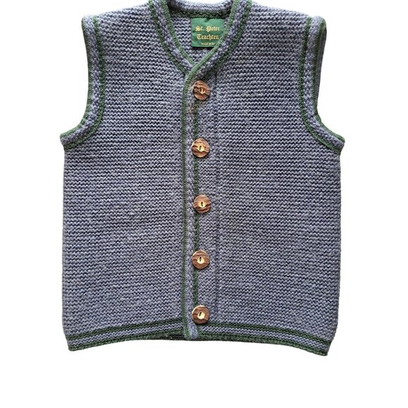 St. Peter Trachten Other - Vintage St. Peter Trachten Boys Knit Wool Vest With Wooden Buttons Boys 6/7